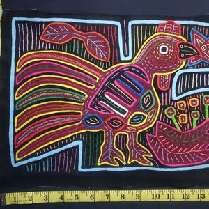 1400 7487 Mola quilt embroider by kunas indians in Panama Central America vintage 1485 rooster