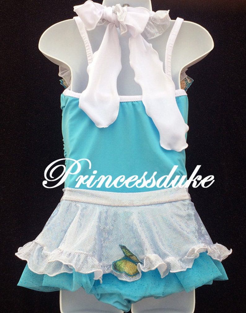 Cinderella Ella Inspired Princessduke Pageant Birthday One Piece Swimsuit with Butterflies image 3