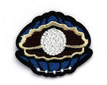 Clam Shell embroidered Iron on Patches for Jackets Oyster Pearl Scallop Shell Ocean Sea Patch