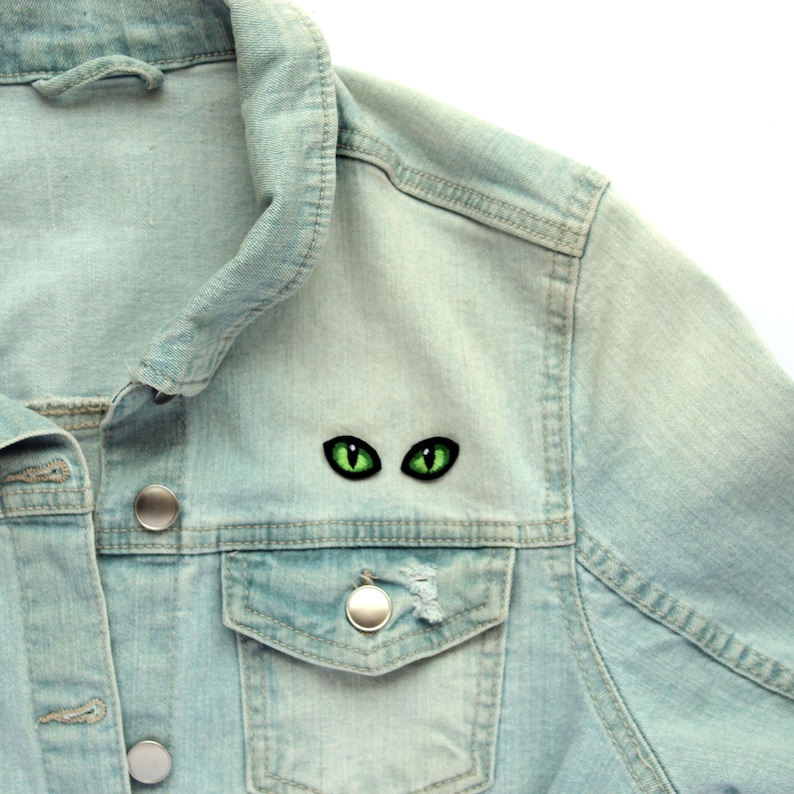 Tiny Green Cats Eyes Embroidered 20mm Eyes Iron on Patches Etsy Australia