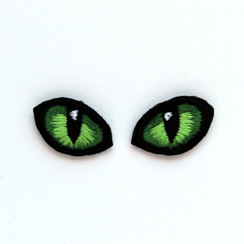 Tiny Green Cats Eyes Embroidered 20mm Eyes Iron on Patches Etsy Australia