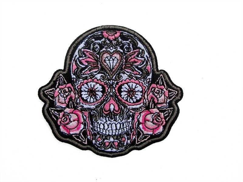 Rockabilly Day Of The Dead Red Sugar Skull Biker Big Embroider Back Patch 9.5" 