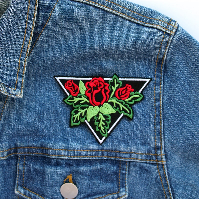 Red Rose Embroidered patch Iron On Patches for Jackets Rose Etsy