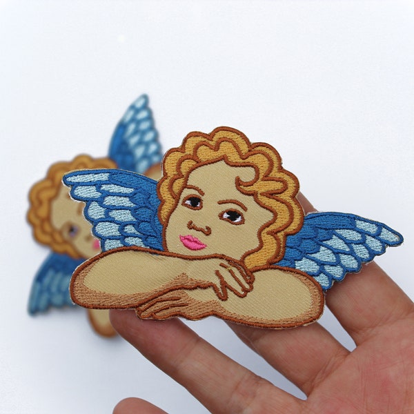 Angel embroidered and iron on Patches for Jackets, Classic Retro Cherub on your shoulder