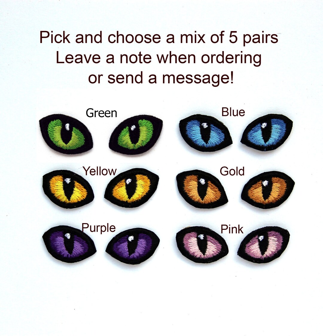Pack 5 Pairs of Cats Eyes for Crafting, 20mm Toy Safety Eyes, Sew on