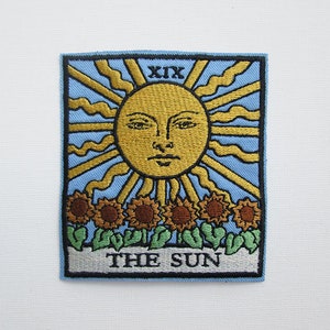 Sun Card Tarot Embroidered and iron on patch, Rider Waite Pamela Coleman Art badge