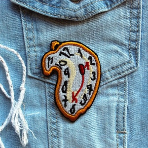 Melting Clock Embroidered and iron on Patches for Jackets, Surrealist Salvador Dali Art Patch