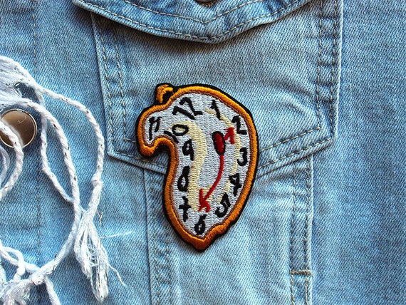 Melting Clock Embroidered and Iron on Patches for Jackets