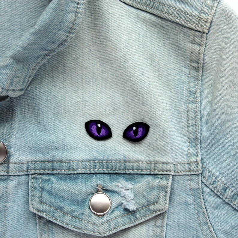 Tiny Purple Cats Eyes Embroidered 20mm Eyes Iron on Patches Etsy