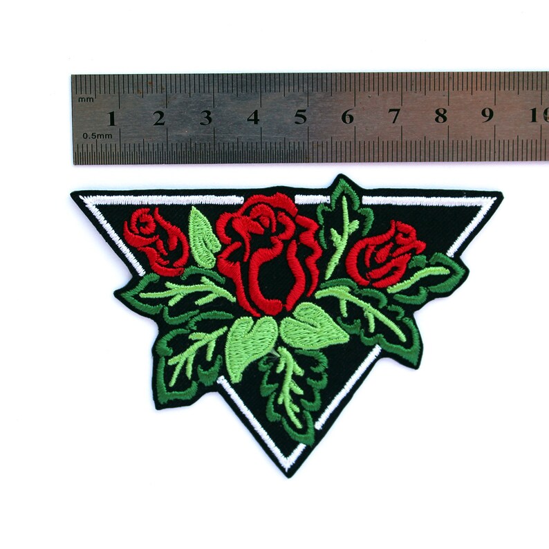 Red Rose Embroidered patch Iron On Patches for Jackets Rose Etsy
