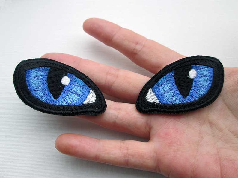 Blue Cats Eyes Patch Iron on Patches for Jackets Blue Eyes Etsy