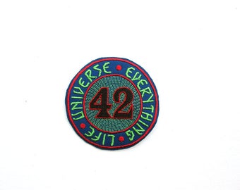Life the Universe Everything Embroidered Patch, Hitchhikers Guide, Ultimate Question, Retro, Fan, Fandom, Movie, Designer Patch, Iron on, 42