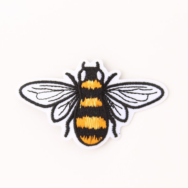 Honey Bee Embroidered and iron on Patch, Bumble Bee Insect Patches