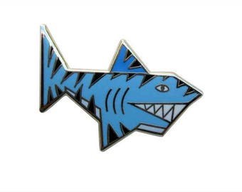 Hard Enamel Tiger Shark Pin, shark pin, metal pin, fashion pin, blue shark pin, jacket pin, original pin, enamel shark pin, metal lapel pin