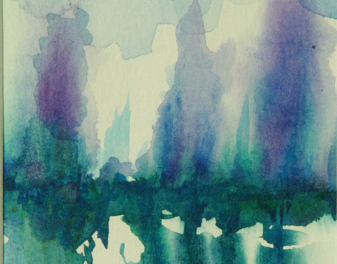 Art in a Mat Watercolor Painting Forest Reflection on Water Etsy