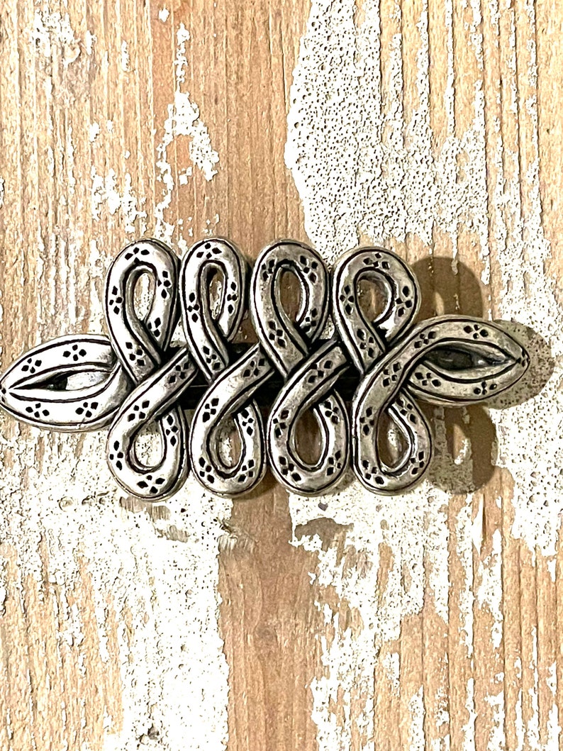 Metal Pointus Paris Vintage Retro Pewter Hair Barrette Clip Made in