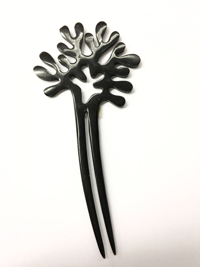 Vintage handmade horn hair fork stick up do chignon stick