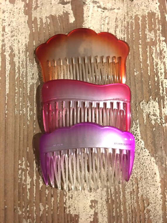 Vintage 80’s French Orange Hair Combs Retro 70 main image 4
