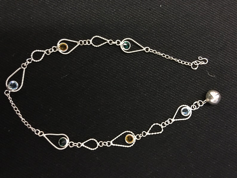 sterling silver colored crystal anklet ankle bracelet ankle chain