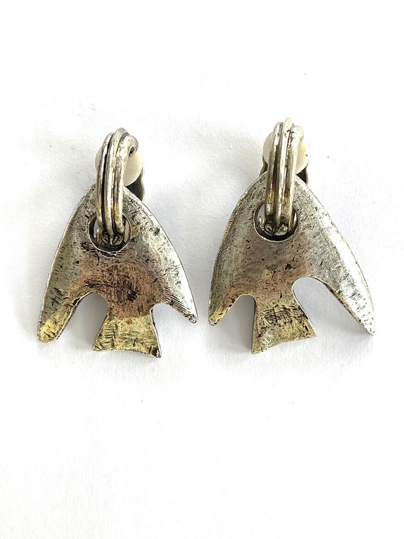 Boucles D'oreilles Clips Vintage Années 80 - Émail Orange, Alliage, Très Bon état