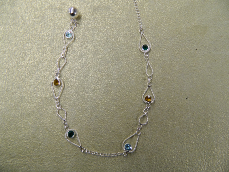 sterling silver colored crystal anklet ankle bracelet ankle chain