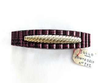 Vintage retro ruffled with twisted inlay hair barrette clip made in France