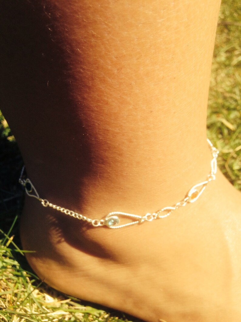 sterling silver colored crystal anklet ankle bracelet ankle chain