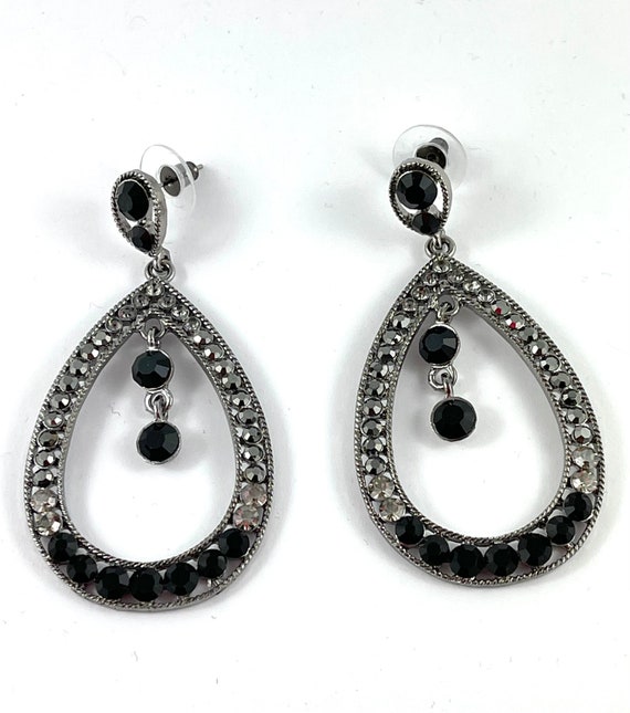 Boucles D'oreilles Pendantes Goutte En Nacre Noire Brillante - Métal Doré Inoxydable