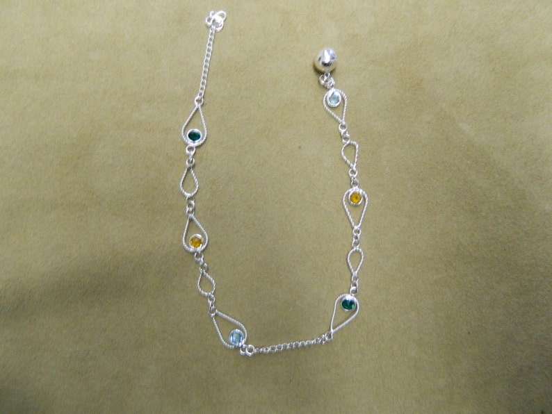 sterling silver colored crystal anklet ankle bracelet ankle chain
