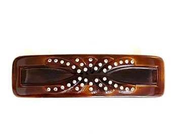 2 Clip Rettangolari Per Capelli In Tartaruga Francese - Accessorio Elegante Per Donna