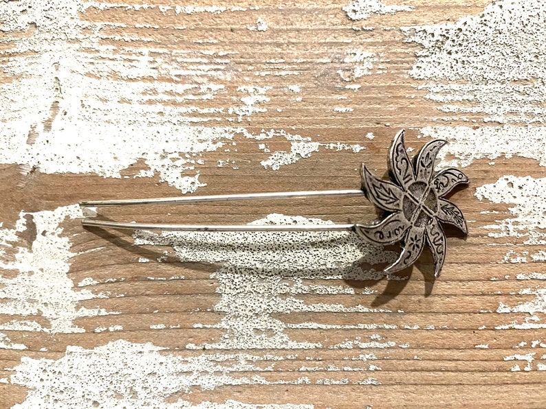 Retro brass antique silver plated bun hair fork