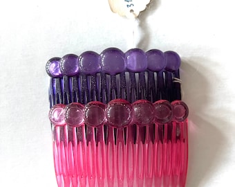 Vintage Retro seite Haarkämme lila rosa made in France