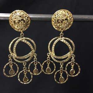 Vintage baroque gold plated clip on earrings