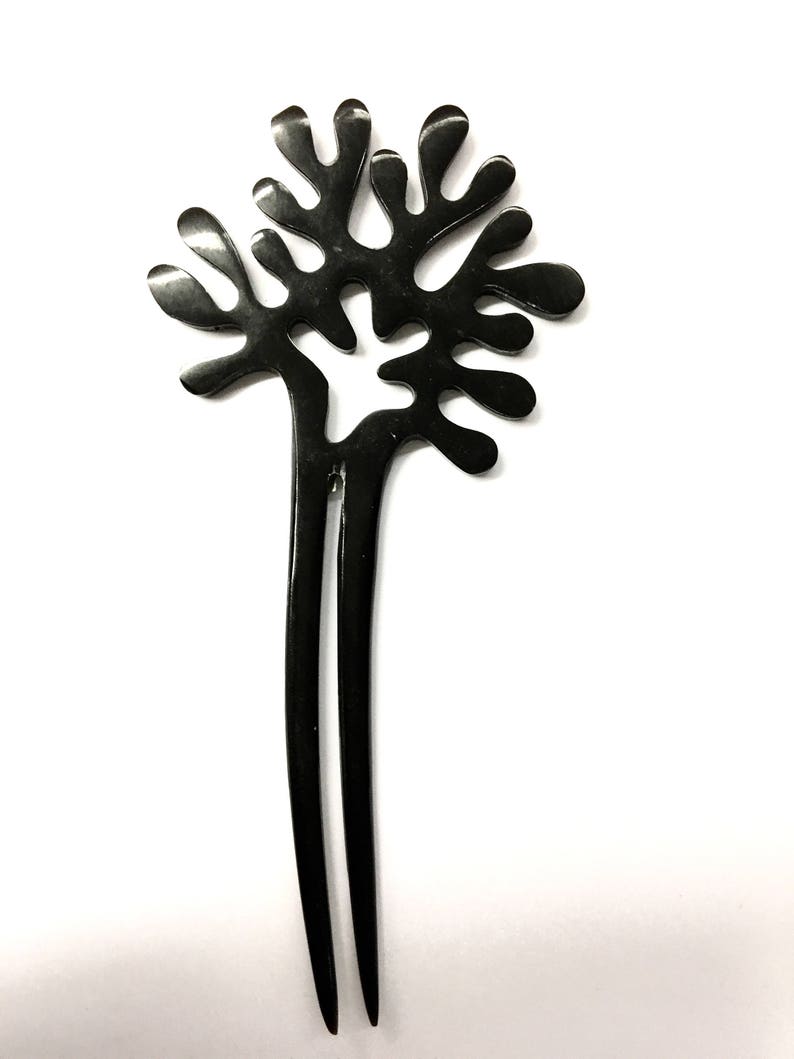 Vintage handmade horn hair fork stick up do chignon stick