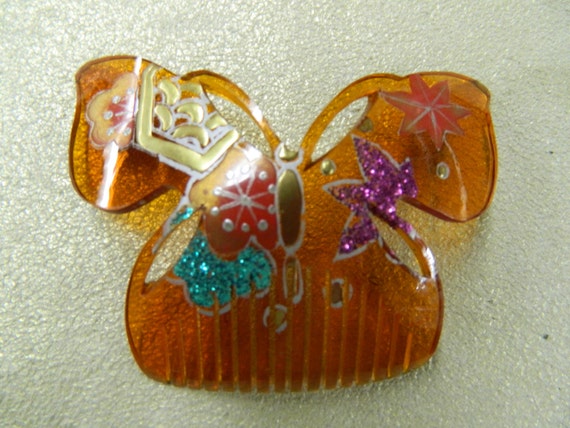 Vintage hand painted handmade hand cut butterfly … - image 5