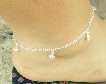 Sterling silver puffed all around  stars anklet/ ankle bracelet/ ankle chain
