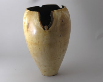 wood vase with antique interior