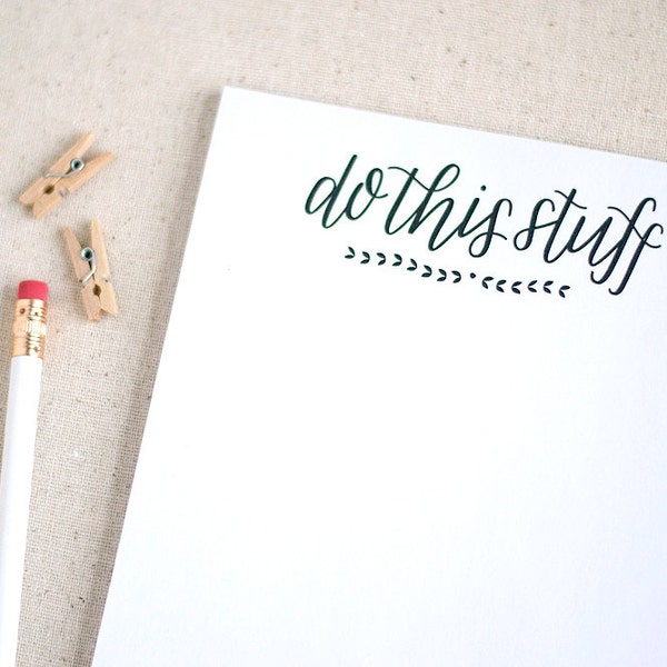 Hand lettered recycled notepad, to do list / Do this stuff / gift for husband, wife, best friend, girl friend, roommate / stationery