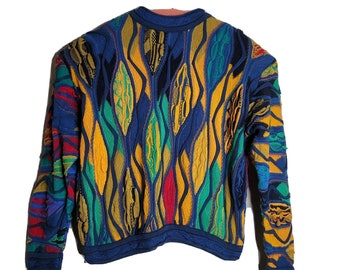 Coogi Bright ColCoogi Bright Colors Textured 3D All Cotton Sweater XL Made in Australi
