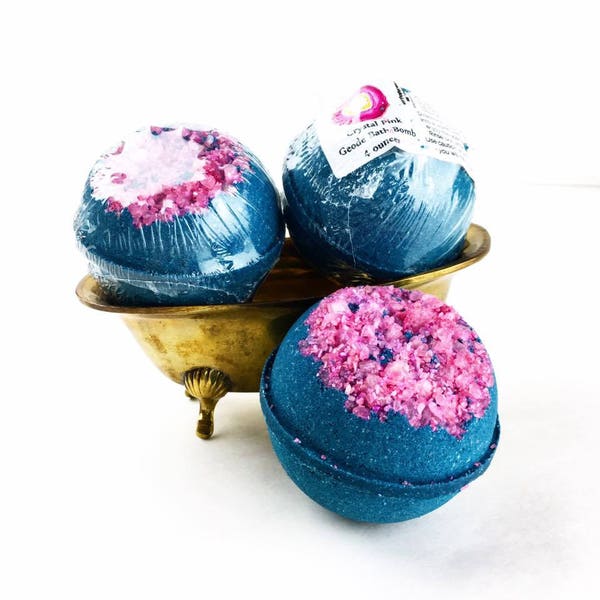 Geode Bath Bomb, Pink Crystal Bathbomb, Crystal Lover, Gemstone BathBomb, Amethyst Gift, Geode Gift, Amethyst Crystal, Quartz Gift, For Mom