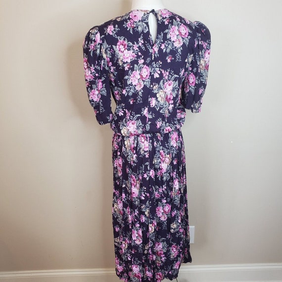 Vtg 80's Floral Dress Cottage Prairie Lace Church… - image 9