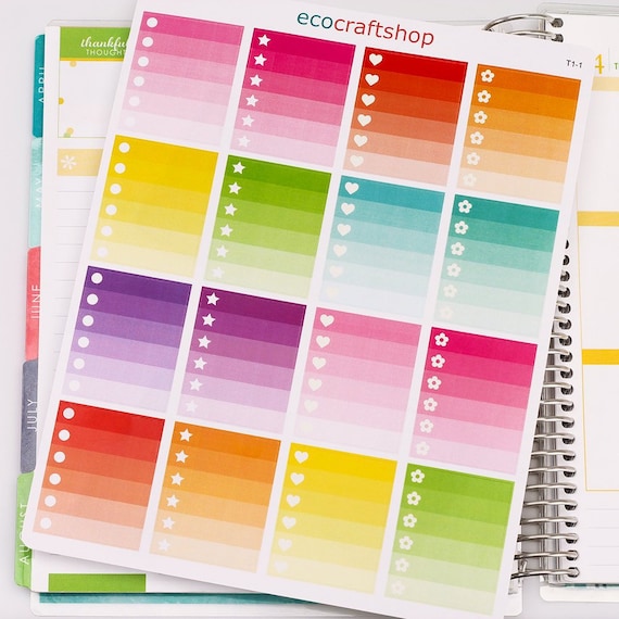OMBRE CIRCLE STAR HEART FLOWER TO DO CHECKLIST Condren Planner Erin Sticker T1-1