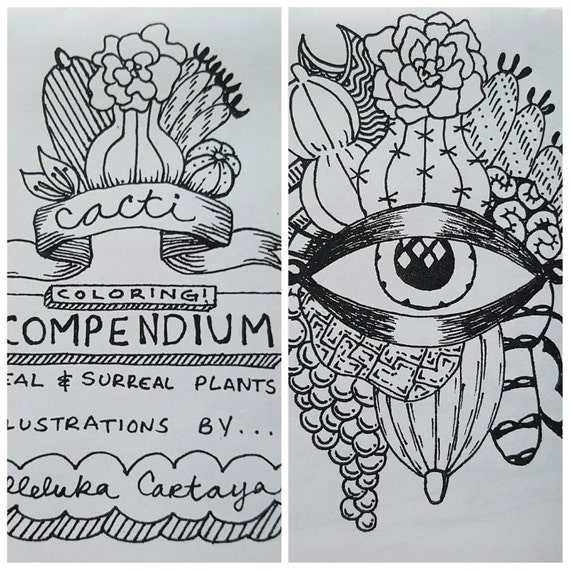 Cacti Coloring Compendium Foldout mini coloring book. | Etsy