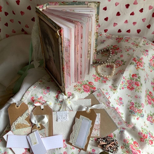 Shabby Chic Notebook, Junk Journal, shops Pretty Handmade Junk Journal, Secret Diary.