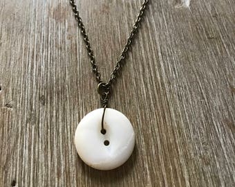 Vintage Mother of Pearl Necklace "Rounded and Worn"