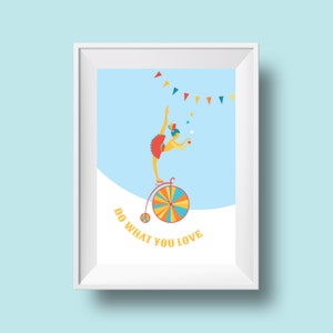 Circus Ballerina Bike Juggling Art Print (Digital Download)