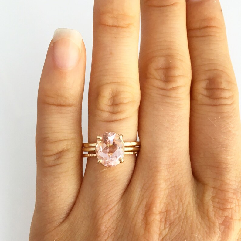 Oval Thin Band Engagement Ring Hammered 14k Gold Etsy