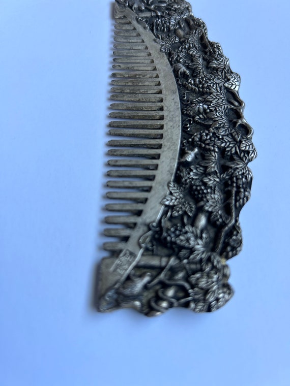 Oriental ornate metal hair comb - image 2