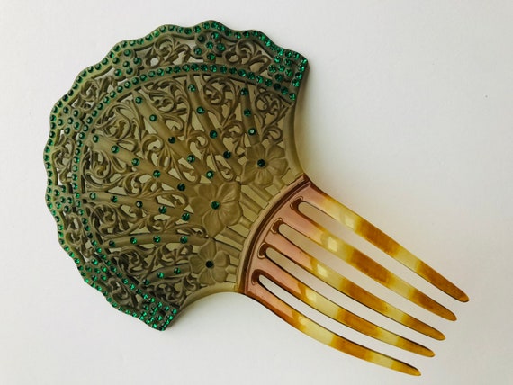 Gorgeous transitional style antique hair comb wit… - image 3