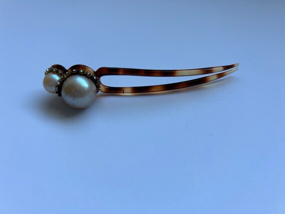 1920's Art Deco hairpin with rhinestone-wrapped p… - image 3